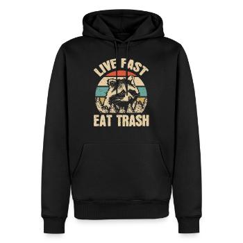 Waschbär Fast Food Müll Vintage Camper Geschenk - Männer Premium Bio Hoodie - Schwarz - Vorne - Nico (187cm)