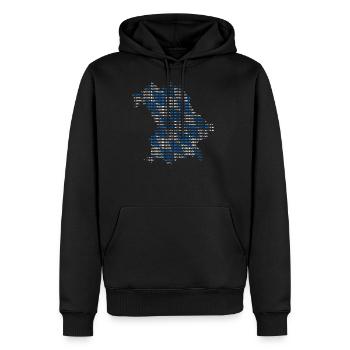 Bayern Flagge Schrift - Männer Premium Bio Hoodie - Schwarz - Vorne - Nico (187cm)