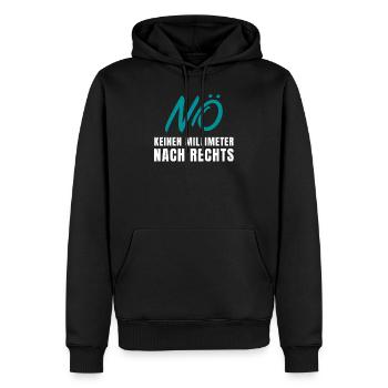 NÖ - Keinen Millimeter Nach Rechts - Männer Premium Bio Hoodie - Schwarz - Vorne - Nico (187cm)