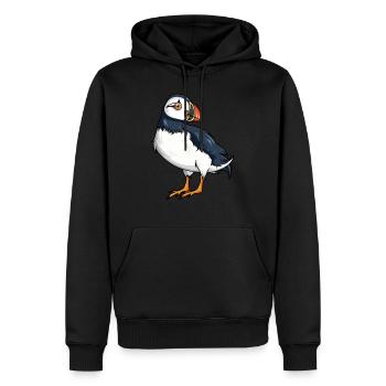 Cadeau macareux drapeau de l'Islande - Sweat à capuche Premium bio Homme - noir - Devant - Nico (187cm)