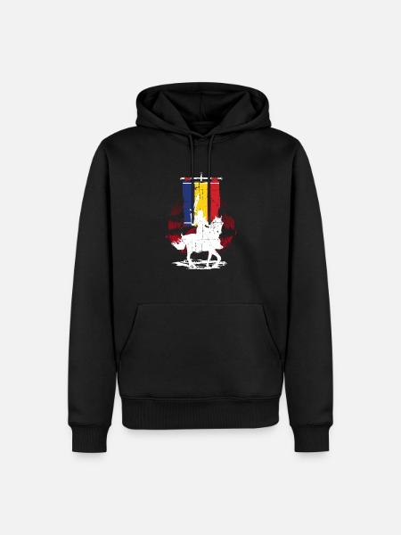 Romania flag knight - Men’s Premium Organic Hoodie - black