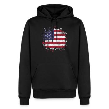 Musique drapeau USA - Sweat à capuche Premium bio Homme - noir - Devant - Nico (187cm)