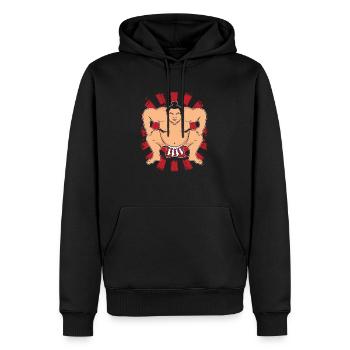 Sumo - Männer Premium Bio Hoodie - Schwarz - Vorne - Nico (187cm)
