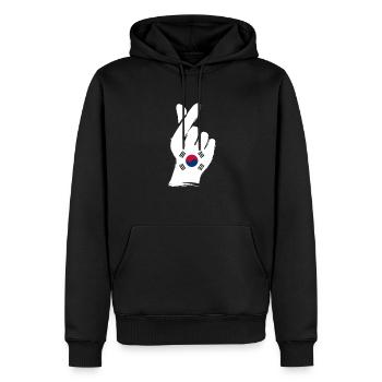 Corée du Sud - Sweat à capuche Premium bio Homme - noir - Devant - Nico (187cm)