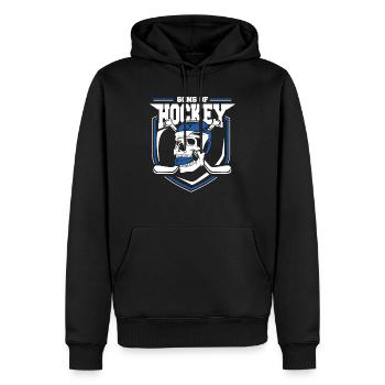 Eishockey Schläger Retro Schädel Geschenk - Männer Premium Bio Hoodie - Schwarz - Vorne - Nico (187cm)