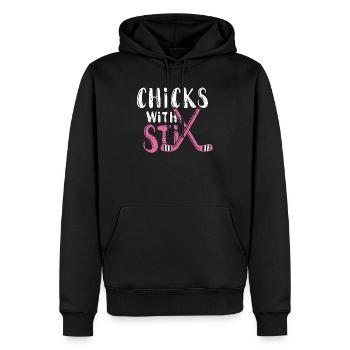 Eishockey Hockeyspieler Frauen Hockey Geschenk - Männer Premium Bio Hoodie - Schwarz - Vorne - Nico (187cm)