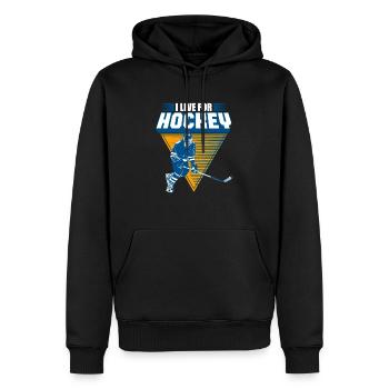 hockey - Sweat à capuche Premium bio Homme - noir - Devant - Nico (187cm)