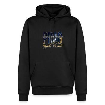 Prag - Männer Premium Bio Hoodie - Schwarz - Vorne - Nico (187cm)
