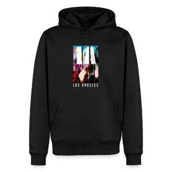Los Angeles - Sweat à capuche Premium bio Homme - noir - Devant - Nico (187cm)