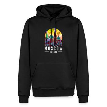 Moscou Russie - Sweat à capuche Premium bio Homme - noir - Devant - Nico (187cm)