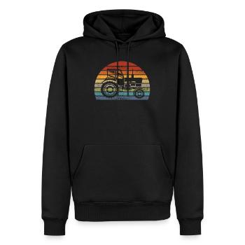 Traktor Trecker Landwirt Bauer Retro Geschenk - Männer Premium Bio Hoodie - Schwarz - Vorne - Nico (187cm)