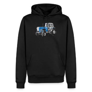 Fortschritt Traktor Blau Trecker Landwirt Geschenk - Männer Premium Bio Hoodie - Schwarz - Vorne - Nico (187cm)