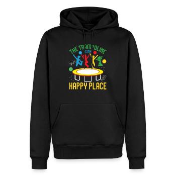 Trampoline is my happy place - Jumping Trampolin - Männer Premium Bio Hoodie - Schwarz - Vorne - Nico (187cm)
