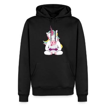 jouer aux jeux arc en ciel licorne licorne - Sweat à capuche Premium bio Homme - noir - Devant - Nico (187cm)