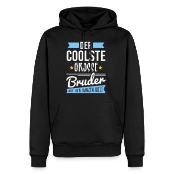 DER COOLSTE GROSSE BRUDER AUF DER GANZEN WELT - Männer Premium Bio Hoodie - Schwarz - Vorne - Nico (187cm)