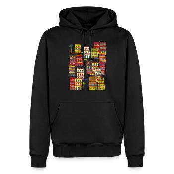 La Havane, Cuba - Sweat à capuche Premium bio Homme - noir - Devant - Nico (187cm)