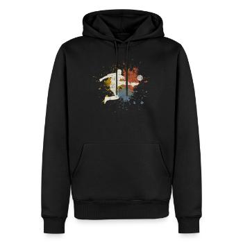 Fußball retro - Männer Premium Bio Hoodie - Schwarz - Vorne - Nico (187cm)