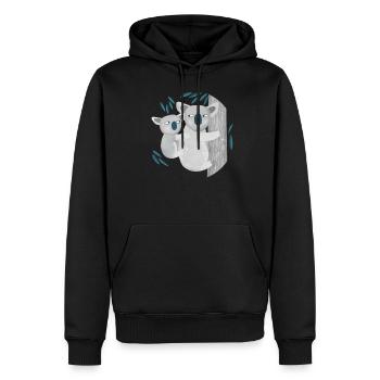 Koala - Männer Premium Bio Hoodie - Schwarz - Vorne - Nico (187cm)