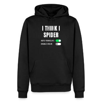 Geschenkidee Spruch Denglisch I think I Spider - Männer Premium Bio Hoodie - Schwarz - Vorne - Nico (187cm)