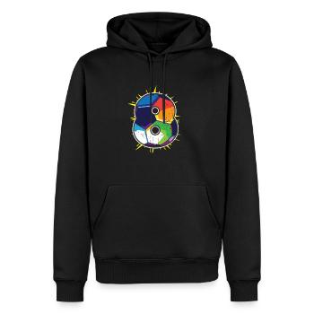8eme anniversaire ballon de foot - Sweat à capuche Premium bio Homme - noir - Devant - Nico (187cm)