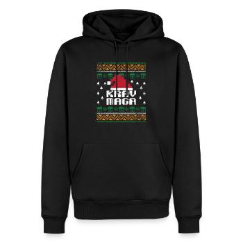 Krav Maga Noël - Sweat à capuche Premium bio Homme - noir - Devant - Nico (187cm)