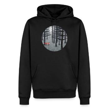 Le renard et la forêt - Sweat à capuche Premium bio Homme - noir - Devant - Nico (187cm)