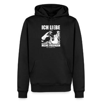 Ich liebe es wenn meine Freundin mich zocken lässt - Männer Premium Bio Hoodie - Schwarz - Vorne - Nico (187cm)