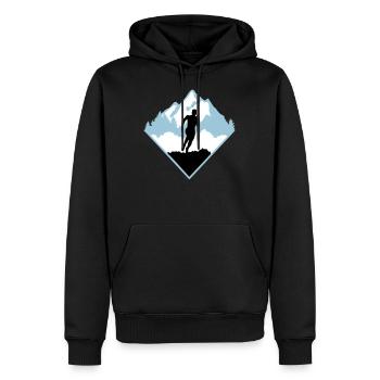 Course de trail, coureurs, course - Sweat à capuche Premium bio Homme - noir - Devant - Nico (187cm)