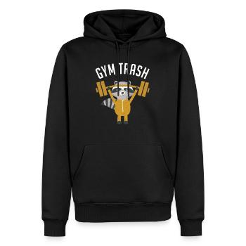Gym Trash Raccoon - Männer Premium Bio Hoodie - Schwarz - Vorne - Nico (187cm)