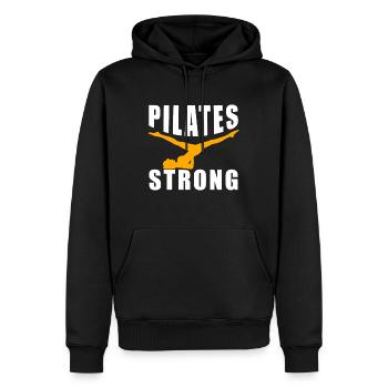 Pilates Strong Exercise Workout Gift - Men’s Premium Organic Hoodie - black - Front - Nico (187cm)