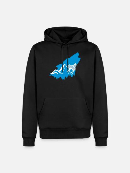 Wolf and mountains - Men’s Premium Organic Hoodie - black