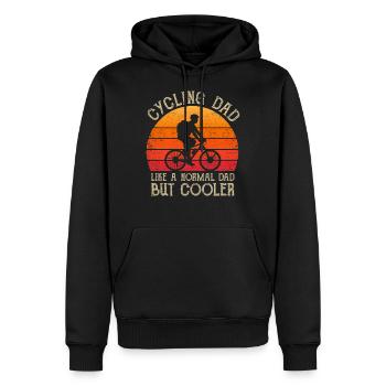 Père Papa VTT Vélo Rétro Vintage - Sweat à capuche Premium bio Homme - noir - Devant - Nico (187cm)