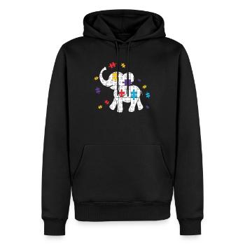 Puzzle d'autisme Elephant Autist Elephant Autist - Sweat à capuche Premium bio Homme - noir - Devant - Nico (187cm)