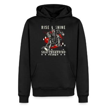 Rise And Shine It's Skateboarding Time - Männer Premium Bio Hoodie - Schwarz - Vorne - Nico (187cm)