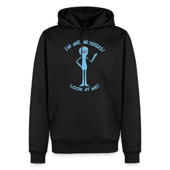 Rick And Morty Mr Meeseeks Look At Me Quote - Men’s Premium Organic Hoodie - black - Front - Nico (187cm)