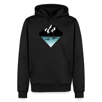Kayakers, Forrest and Mountains - Canoeing - Men’s Premium Organic Hoodie - black - Front - Nico (187cm)