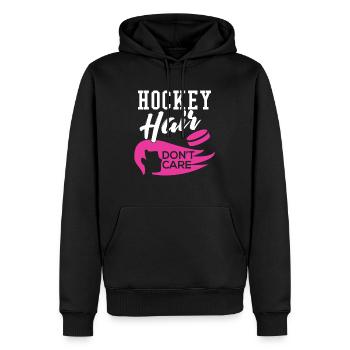 Hockey Hair Don’t Care - Sweat à capuche Premium bio Homme - noir - Devant - Nico (187cm)