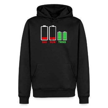 Famille de travail jumeaux - Sweat à capuche Premium bio Homme - noir - Devant - Nico (187cm)