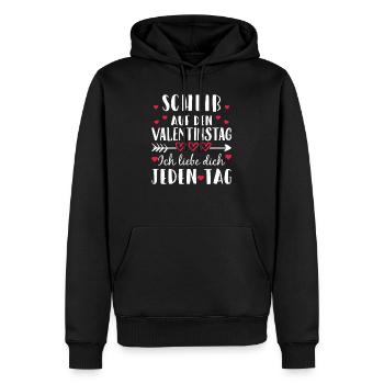 Scheiß auf den Valentinstag - Ich liebe dich j... - Männer Premium Bio Hoodie - Schwarz - Vorne - Nico (187cm)