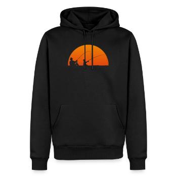 Pêche père et fils - Sweat à capuche Premium bio Homme - noir - Devant - Nico (187cm)