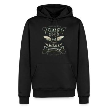 Né en 1960 - Legends Birthday 1960 - Sweat à capuche Premium bio Homme - noir - Devant - Nico (187cm)