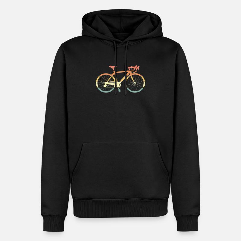 Vélo vélo de course rétro - Sweat à capuche Premium bio Homme - noir