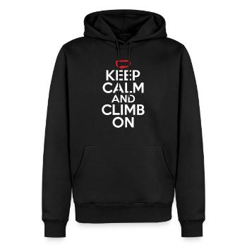 Keep Calm And Climb On Rock Climbing Bouldering - Männer Premium Bio Hoodie - Schwarz - Vorne - Nico (187cm)