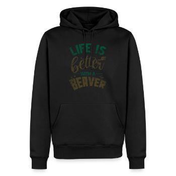 Biber - Männer Premium Bio Hoodie - Schwarz - Vorne - Nico (187cm)