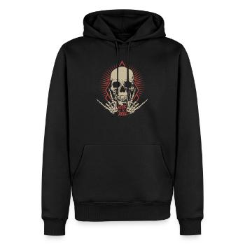 Cadeau de fan de métal hard rock crâne rock n roll - Sweat à capuche Premium bio Homme - noir - Devant - Nico (187cm)