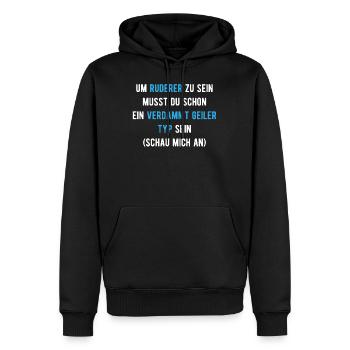 Rudern Ruderer Rudersport Verein Geschenk - Männer Premium Bio Hoodie - Schwarz - Vorne - Nico (187cm)