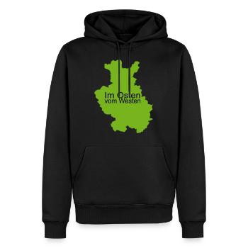 Im Osten vom Westen Ostern Ostergeschenk - Männer Premium Bio Hoodie - Schwarz - Vorne - Nico (187cm)