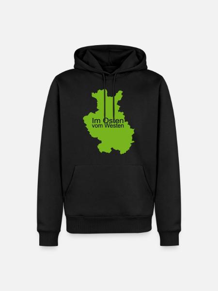 Im Osten vom Westen Ostern Ostergeschenk - Männer Premium Bio Hoodie - Schwarz