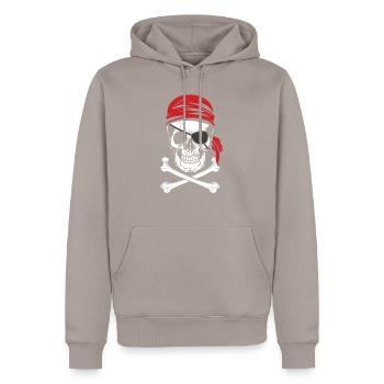 Piraten - Pirat mit Augenklappe - Männer Premium Bio Hoodie - Taupe - Vorne - Nico (187cm)