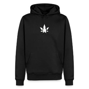 Hanfblatt - Cannabis - Hanf - Männer Premium Bio Hoodie - Schwarz - Vorne - Nico (187cm)